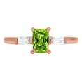 thumbnail image 1 of 0.8 ct Emerald Cut Natural Peridot 3 Stone 14K Rose Gold Womens Engagement Ring, 1 of 6