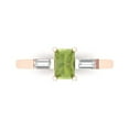 thumbnail image 1 of 0.8 ctw 3 Stone Anniversary Ring for Women | Emerald Cut Natural Peridot | Hyperallergenic Solid 18K Rose Gold, 1 of 5