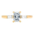thumbnail image 1 of 0.8 ct Emerald Cut Natural Sky Blue Topaz 3 Stone 18K Yellow Gold Womens Engagement Ring, 1 of 5