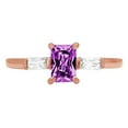 thumbnail image 1 of 0.8 ct Emerald Cut Simulated Alexandrite 3 Stone 14K Rose Gold Womens Engagement Ring, 1 of 4