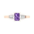 thumbnail image 1 of 0.8 ctw 3 Stone Anniversary Ring for Women | Emerald Cut Simulated Alexandrite | Hyperallergenic Solid 18K Rose Gold, 1 of 5