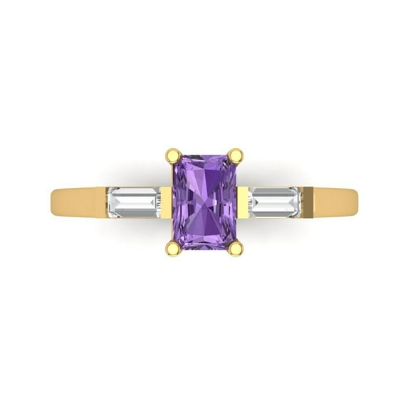 Clara Pucci 14K Yellow Gold 0.8ct Alexandrite Three-Stone Ring for Women