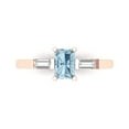 thumbnail image 1 of Clara Pucci 14K Rose Gold 0.8ct Blue Three-Stone Ring for Women, 1 of 8