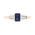 thumbnail image 1 of Three-Stone Engagement Ring for Women - 0.8ct Simulated Blue Sapphire in 14K Rose Gold Promise Ring, 1 of 8