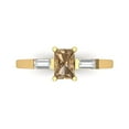 thumbnail image 1 of 0.8 ctw 3 Stone Anniversary Ring for Women | Emerald Cut Simulated Champagne Diamond | Hyperallergenic Solid 18K Yellow Gold, 1 of 5