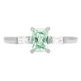 thumbnail image 1 of 0.8 ct Emerald Cut Simulated Green Diamond 3 Stone 18K White Gold Womens Engagement Ring, 1 of 3