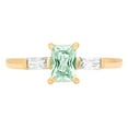 thumbnail image 1 of 0.8 ct Emerald Cut Simulated Green Diamond 3 Stone 18K Yellow Gold Womens Engagement Ring, 1 of 3