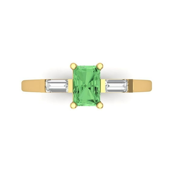 Clara Pucci 14K Yellow Gold 0.8ct Green Three-Stone Ring for Women