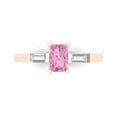 thumbnail image 1 of 0.8 ctw 3 Stone Anniversary Ring for Women | Emerald Cut Simulated Pink Diamond | Hyperallergenic Solid 18K Rose Gold, 1 of 5