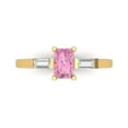 thumbnail image 1 of 0.8 ct Emerald Cut Simulated Pink Diamond Three-Stone Engagement Ring for Women in 18K Yellow Gold, 1 of 5