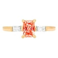 thumbnail image 1 of 0.8 ct Emerald Cut Simulated Red Diamond 3 Stone 14K Yellow Gold Womens Engagement Ring, 1 of 3