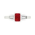 thumbnail image 1 of 0.8 ct Emerald Cut Simulated Ruby Three-Stone Engagement Ring for Women in 18K White Gold, 1 of 5