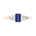 thumbnail image 1 of 0.8 ctw 3 Stone Anniversary Ring for Women | Emerald Cut Simulated Tanzanite | Hyperallergenic Solid 18K Rose Gold, 1 of 5