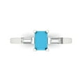 thumbnail image 1 of 0.8 ctw 3 Stone Anniversary Ring for Women | Emerald Cut Simulated Turquoise | Hyperallergenic Solid 14K White Gold, 1 of 5