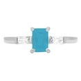 thumbnail image 1 of 0.8 ct Emerald Cut Simulated Turquoise 3 Stone 18K White Gold Womens Engagement Ring, 1 of 3