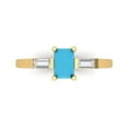 thumbnail image 1 of 0.8 ct Emerald Cut Simulated Turquoise Three-Stone Engagement Ring for Women in 18K Yellow Gold, 1 of 5