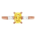 thumbnail image 1 of 0.8 ct Emerald Cut Simulated Yellow Diamond 3 Stone 14K Rose Gold Womens Engagement Ring, 1 of 4