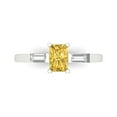 thumbnail image 1 of 0.8 ctw 3 Stone Anniversary Ring for Women | Emerald Cut Simulated Yellow Diamond | Hyperallergenic Solid 18K White Gold, 1 of 5