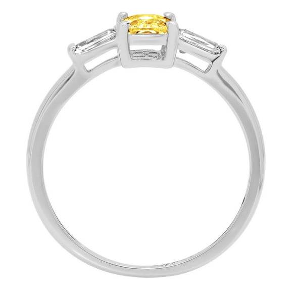 0.8 ct Emerald Cut Simulated Yellow Diamond Three-Stone Engagement Ring for Women in 18K White Gold