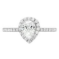 thumbnail image 1 of 0.8 ct Pear Cut Genuine Cultured Diamond SI1-SI2 I-J 18K White Gold Halo Promise Wedding Statement Engagement Designer Ring size 10.5, 1 of 6