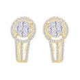 thumbnail image 1 of AFFY (0.8 cttw) Round Shape Natural White Diamond Cluster Hoop Earrings In 14k Yellow Gold, 1 of 1