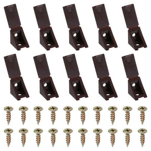 0.8"x0.8"x0.7" Plastic Corner Braces, 50 Pcs L-Shape Shelf Support Brackets Nylon Right Angle Brackets with Cover, Brown