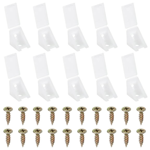 0.8"x0.8"x0.7" Plastic Corner Braces, 50 Pcs L-Shape Shelf Support Brackets Nylon Right Angle Brackets with Cover, White