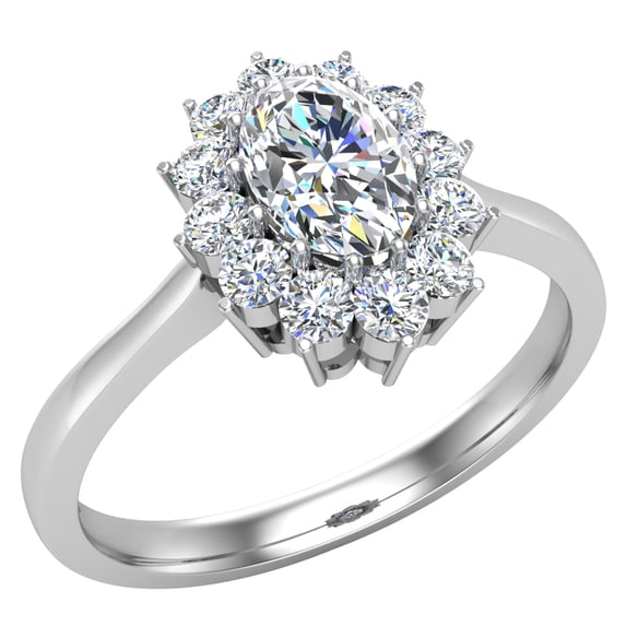 0.80 CT TW April Birthstone Classic Oval Diamond Ring 18K White Gold (G,VS)