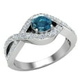 thumbnail image 1 of 0.80 CT TW Blue & White Diamond Prong Setting Intertwined Bridal Ring 14K White Gold, 1 of 5