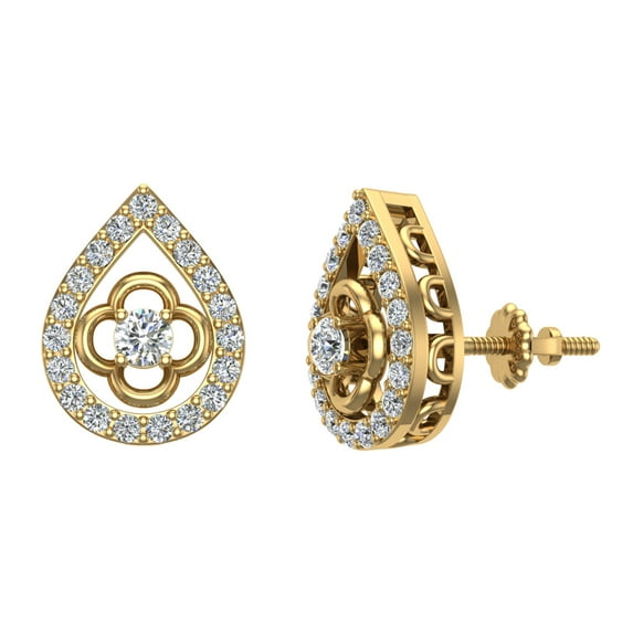 0.80 CT TW Diamond Earrings Tear-Drop Shape 18K Gold (G,SI)