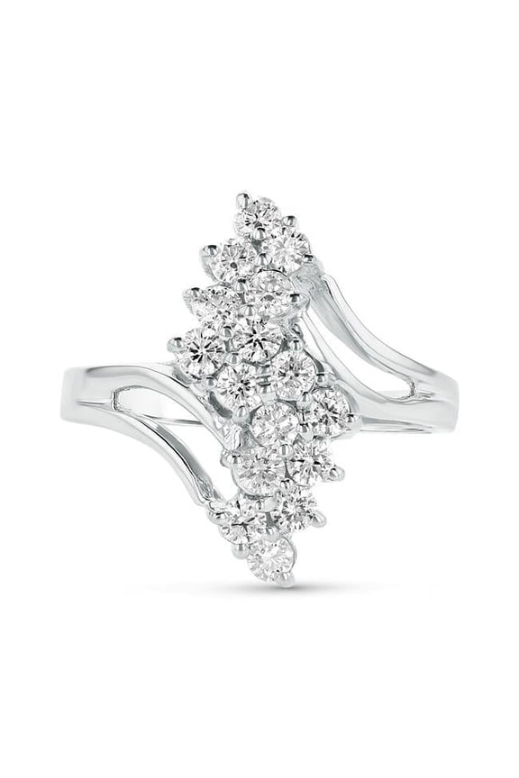 0.80 CTW Diamond Ring, 14K White Gold - Size 4