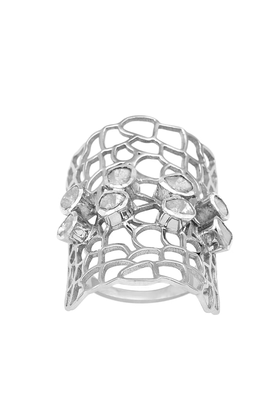 0.80 CTW Natural Diamond Polki Spider Web Ring 925 Sterling Silver Women Mother's Day Gift Jewelry