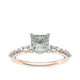 thumbnail image 1 of 0.80 Carat Brilliant Princess Cut Natural Diamond Elegant Solitaire with Accents Wedding Ring for her in Solid 14K Rose Gold Size 9.5, 1 of 6