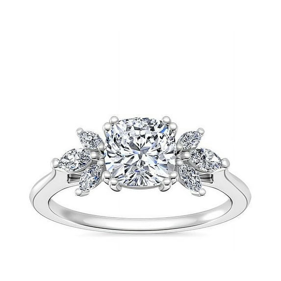 0.80 Carat Excellent Cushion Cut Real Diamond New Design Solitaire Ring for Wedding Solid 18K White Gold Size 11