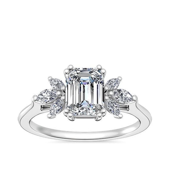 0.80 Carat Excellent Emerald Cut Natural Diamond Beautiful Solitaire Bridal Ring for Bride Solid 18K White Gold Size 5