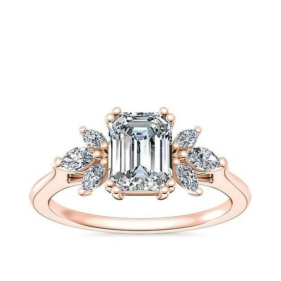 0.80 Carat Excellent Emerald Cut Natural Diamond Solitaire Beautiful Ring for Anniversary Solid 14K Rose Gold Size 4.5