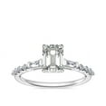 thumbnail image 1 of 0.80 Carat Excellent Emerald Cut Natural Diamond Unique Solitaire with Accents Ring for Women Solid 18K White Gold by Diamond-Capitals Size 8.5, 1 of 6