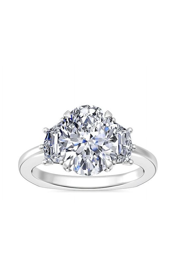 0.80 Carat Excellent Oval Cut Natural Diamond Three Stone Beautiful Ring for Women in Solid 950 Platinum Size 11.5