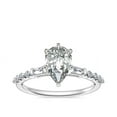 thumbnail image 1 of 0.80 Carat Excellent Pear Shape Genuine Diamond Latest Design Solitaire with Accents Engagement Ring for Ladies Solid 18K White Gold Size 7.5, 1 of 6