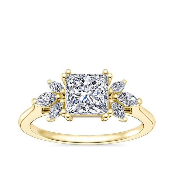 0.80 Carat Excellent Princess Cut Natural Diamond Solitaire Beautiful Ring for Women in Solid 14K Yellow Gold Size 11.5