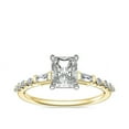 thumbnail image 1 of 0.80 Carat Excellent Radiant Cut Natural Diamond Unique Solitaire with Accents Ring for Women Solid 18K Yellow Gold Size 8.5, 1 of 6