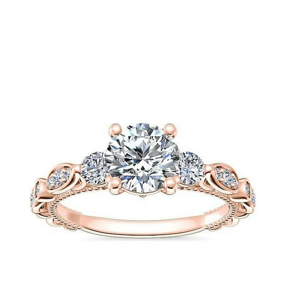 0.80 Ct Elegant Round Shape Genuine Diamond (F-G/VS1) Solitaire Wedding Ring for Bride in 18K Rose Gold Size 7.5 by Diamond-Capitals