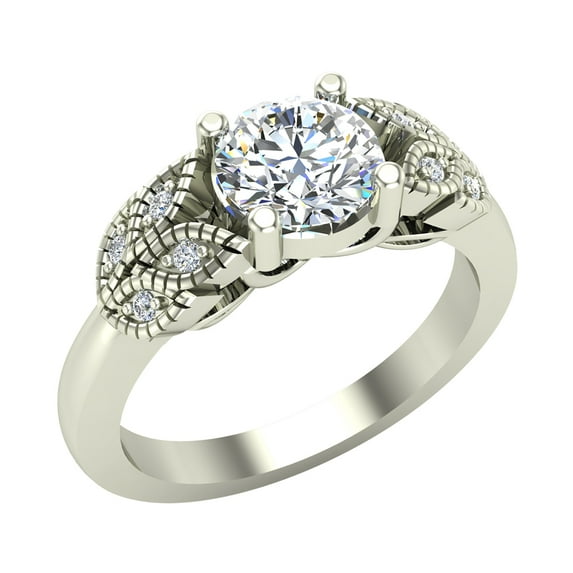 0.80 Carat Vintage Paisley Engagement Ring 14K White Gold