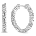 thumbnail image 1 of 0.80 Carat (ctw) 10K White Gold Round White Diamond Fine In And Out Huggies Hoop Earrings 3/4 CT, 1 of 1