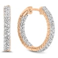thumbnail image 1 of 0.80 Carat (ctw) 14K Rose Gold Round White Diamond Fine In And Out Huggies Hoop Earrings 3/4 CT, 1 of 1