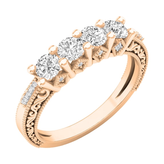 0.80 Carat (ctw) 18K Rose Gold Round Diamond Ladies Anniversary Wedding Stackable Band Ring 3/4 CT