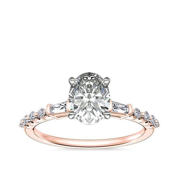 0.80 Ct Brilliant Oval Cut Natural Diamond Accents Elegant Halo Ring for Women Solid 18K Rose Gold Size 6