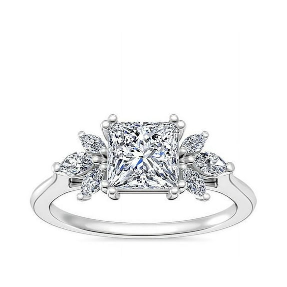 0.80 Ct Brilliant Princess Cut Natural Diamond Princess Solitaire Engagement Ring for her Solid 14K White Gold Size 5.5