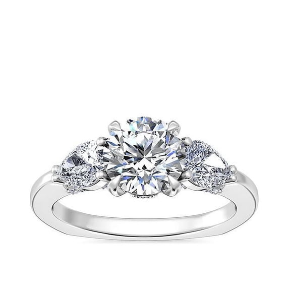 0.80 Ct Brilliant Round Cut Natural Diamond Accents Elegant Ring for Women Solid 18K White Gold Size 6