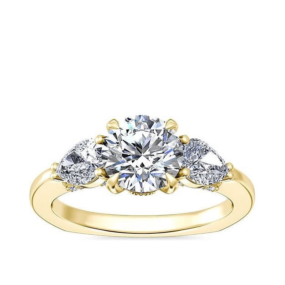 0.80 Ct Brilliant Round Cut Natural Diamond Elegant Three Stone Wedding Ring for her Solid 14K Yellow Gold Size 6